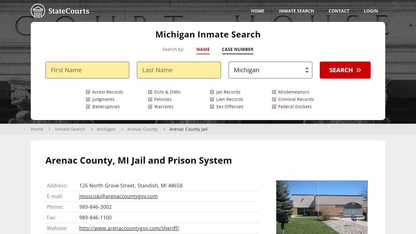 Arenac County Jail Inmate Records Search, Michigan - StateCourts