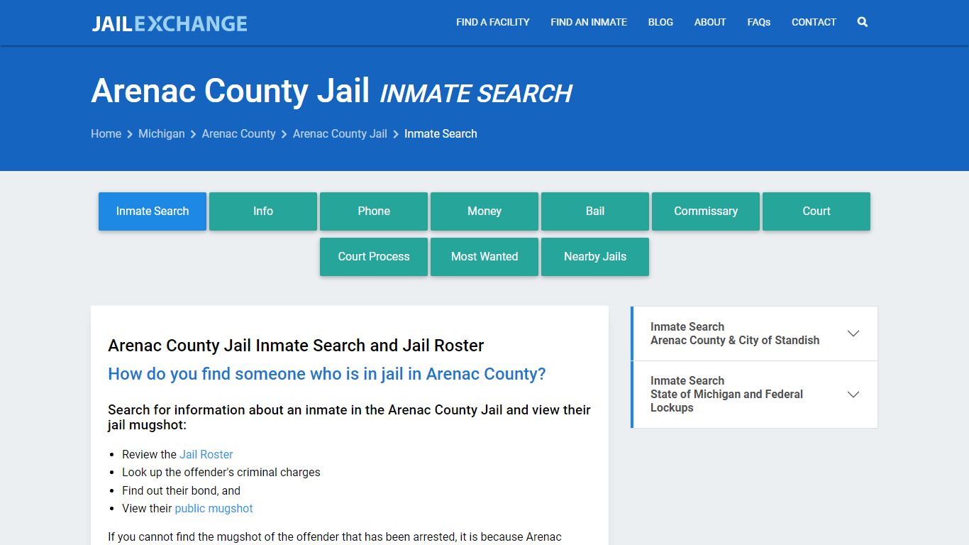 Inmate Search: Roster & Mugshots - Arenac County Jail, MI - Jail Exchange