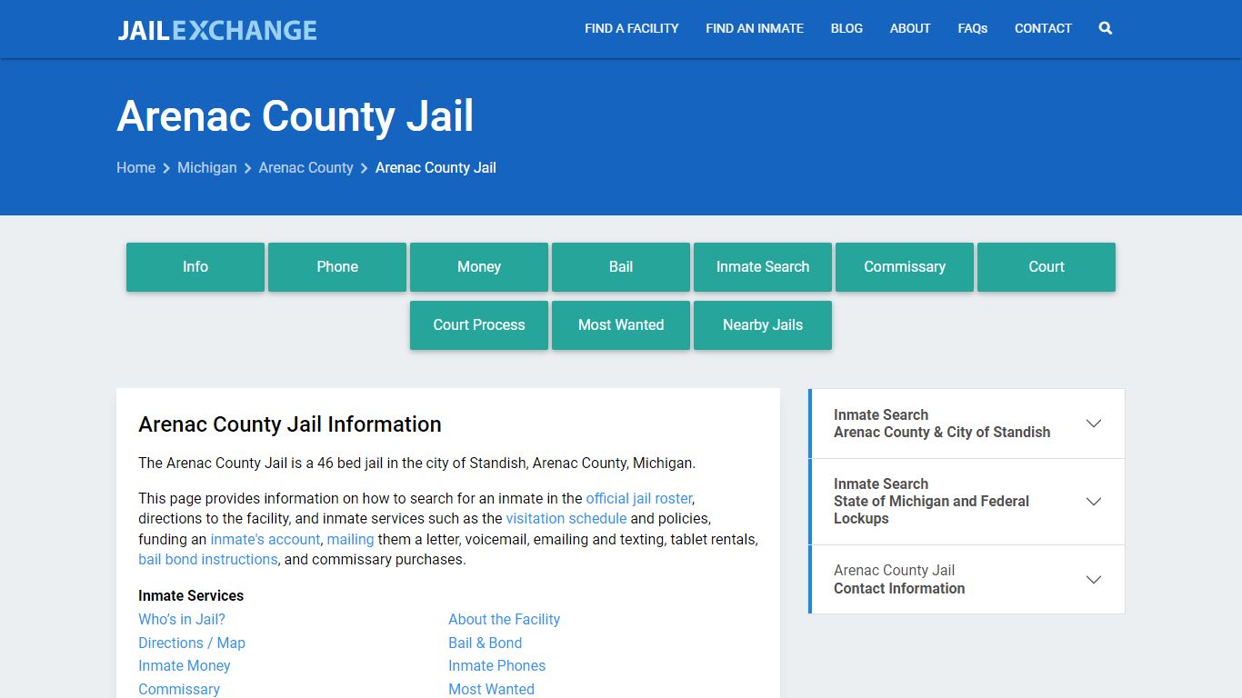 Arenac County Jail, MI Inmate Search, Information
