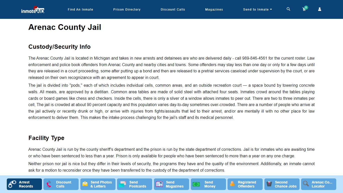 Arenac County Jail - InmateAid
